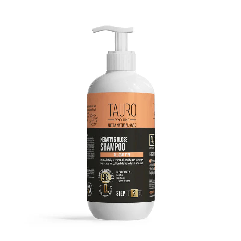 Tauro Pro Line - Ultra Natural Care Shampoo with Keratin for Dogs and Cats Coat