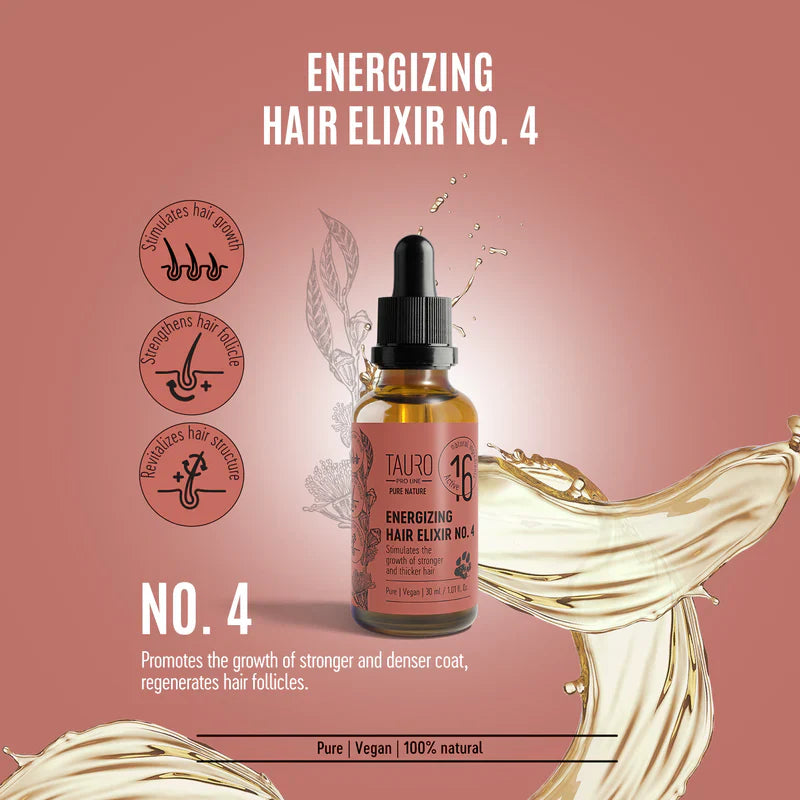 Tauro Pro Line - Pure Energizing Elixir No. 4 to Stimulate Coat Growth for Dogs and Cats