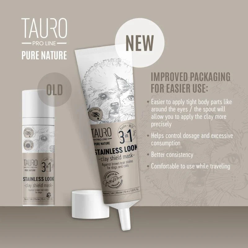 Tauro Pro Line - Pure Nature Stainless Look 3in1 Natural Clay Mask to Prevent Tear Stains on the Coat for Dogs