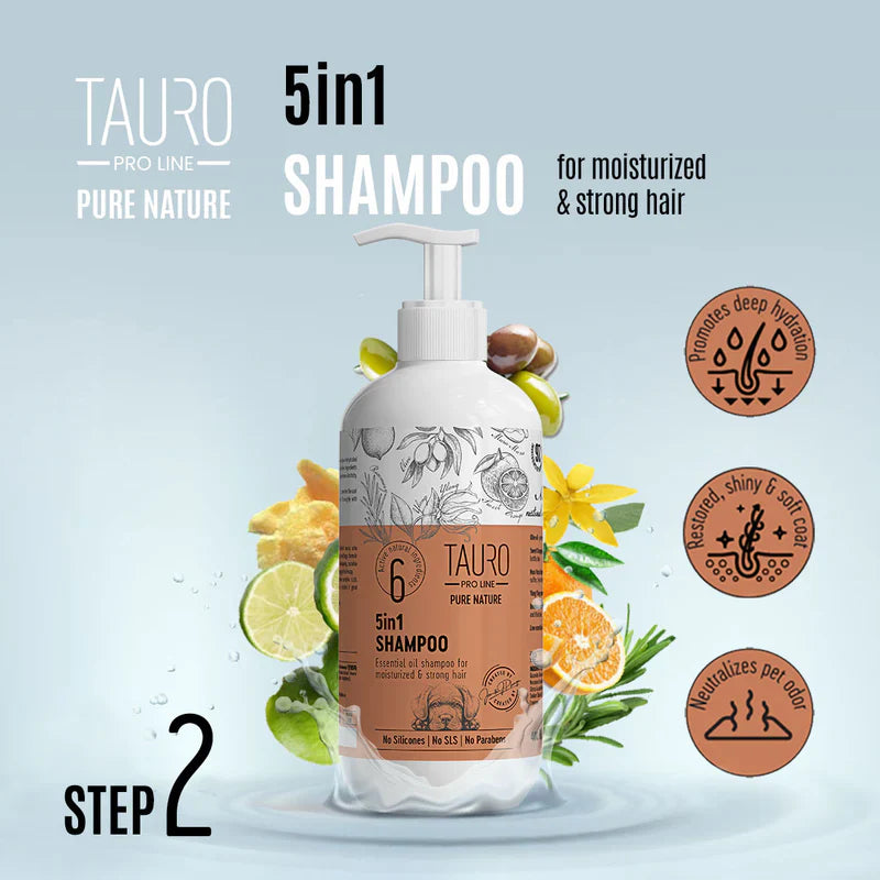 Tauro Pro Line - Pure Nature 5in1 Moisturizing Coat Shampoo for Dogs and Cats