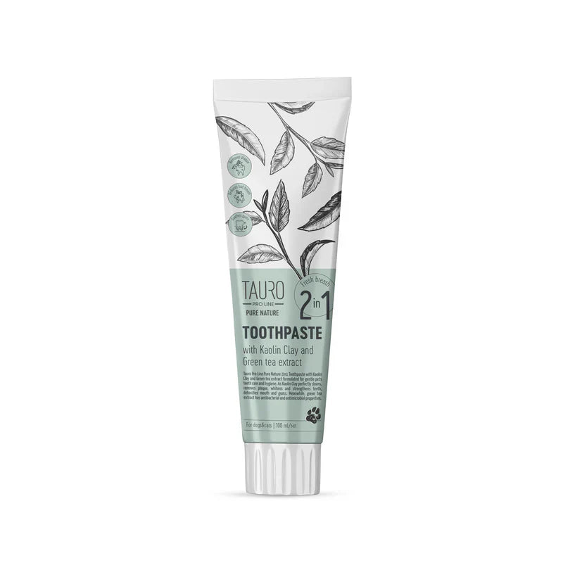 Tauro Pro Line - Pure Nature Toothpaste with White Clay (kaolin) Zeolite and Green Tea Extract for Dogs and Cats