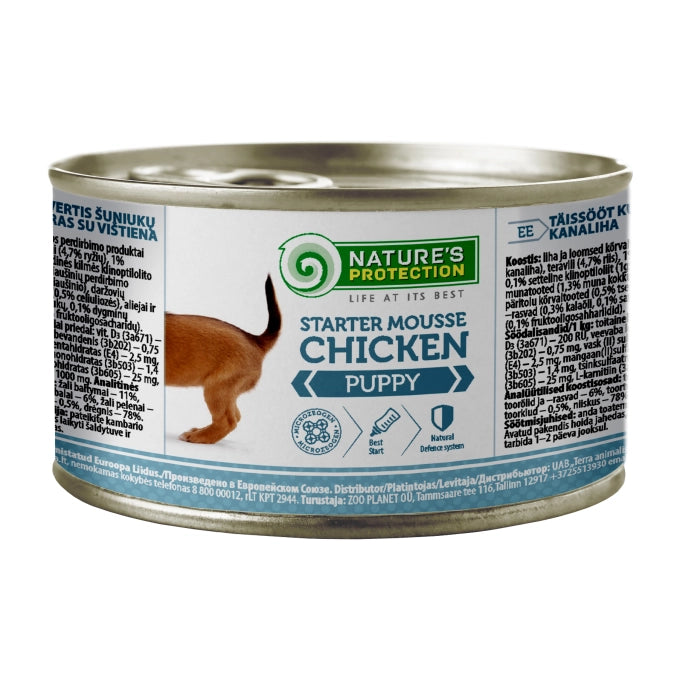 NATURE'S PROTECTION canned pet food for junior dogs with chicken